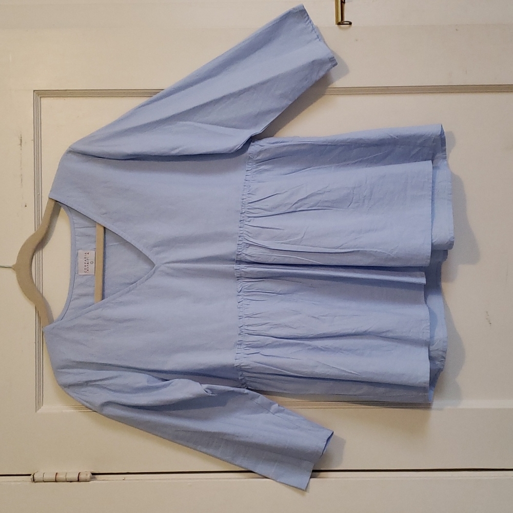 ModCloth Empire/Peplum Cotton V-Neck Blouse